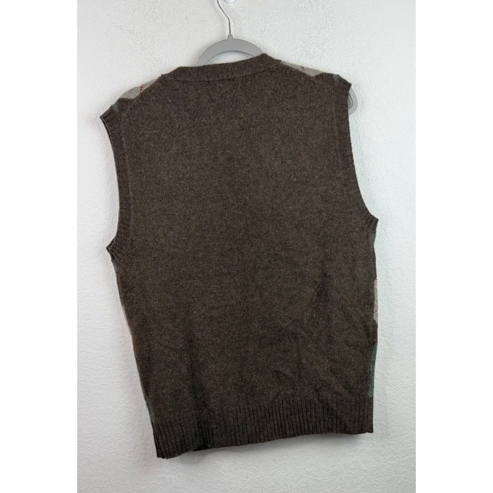 J.Crew Lambswool Argyle Sweater Vest Men's M Brown Green Preppy Grandpacore
